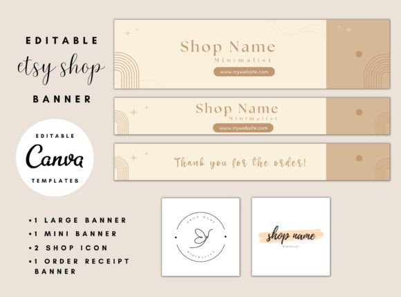 Minimalist Etsy Shop Banner Templates with PLR – Editable Canva Designs for Store Branding