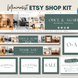 Minimalist Etsy Shop Kit Canva Templates with PLR – Professional Boho-Style Branding