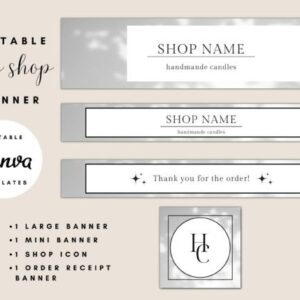 Modern Etsy Shop Banner Templates with PLR – Editable Canva Kit for Professional Store Branding