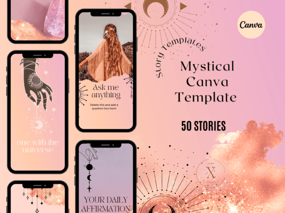 Mystical Boho Stories Canva Template – Editable Templates with PLR