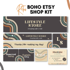 Retro Theme Etsy Shop Kit Canva Templates with PLR – Editable Designs for Professional Etsy Store Branding