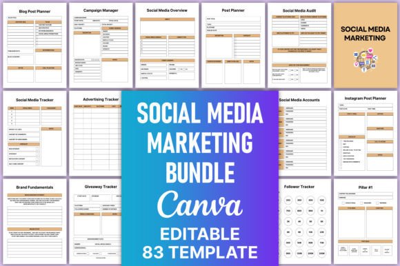 Social Media Marketing Bundle Canva – Editable Canva Templates with PLR