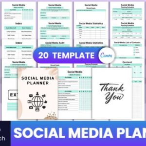 Social Media Planner Canva Interior – Editable Canva Templates with PLR