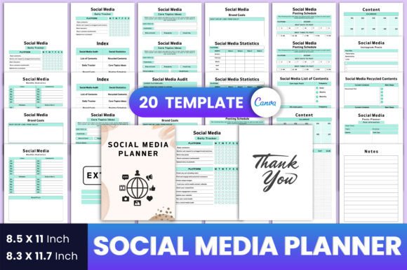 Social Media Planner Canva Interior – Editable Canva Templates with PLR