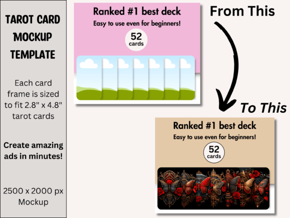 Tarot Card Product Mockup Canva Template with PLR – Editable for Mystical Design Showcases