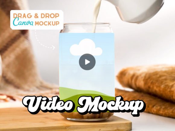Glass Can Video Mockup – Customizable Canva Template with PLR for Cup Businesses