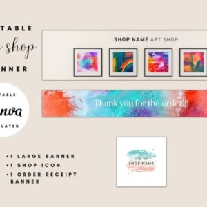 Wall Art Etsy Shop Templates with PLR – Editable Canva Designs for Creative Store Branding