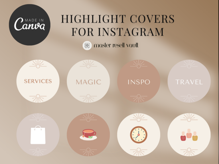Boho Instagram Highlights – Editable Canva Templates with PLR Rights