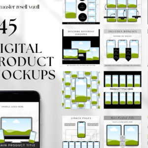 Editable Digital Product Mockups Canva Templates – 145 Designs with PLR