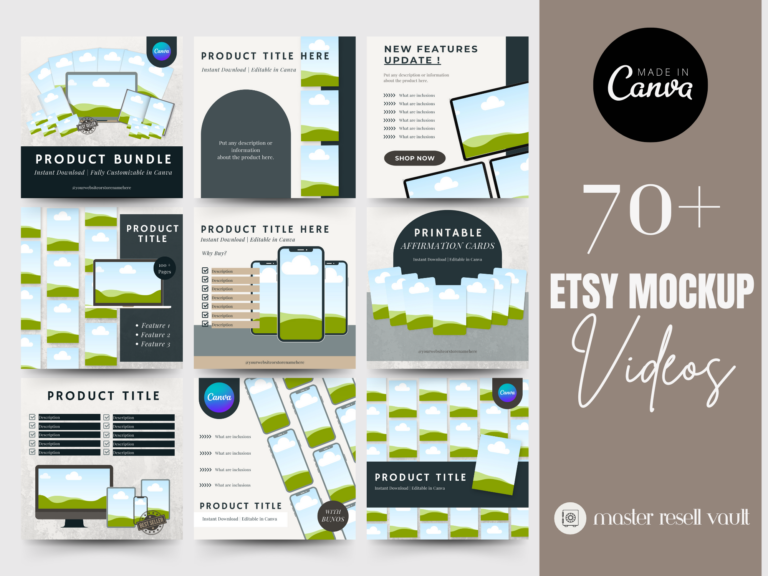 70 Etsy Listing Video Canva Templates with PLR – Editable Designs for Digital and Printable Products