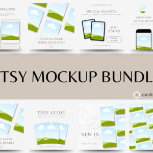Modern Etsy Mockup Listings Canva Templates with PLR – Editable Designs for Digital and Printable Products
