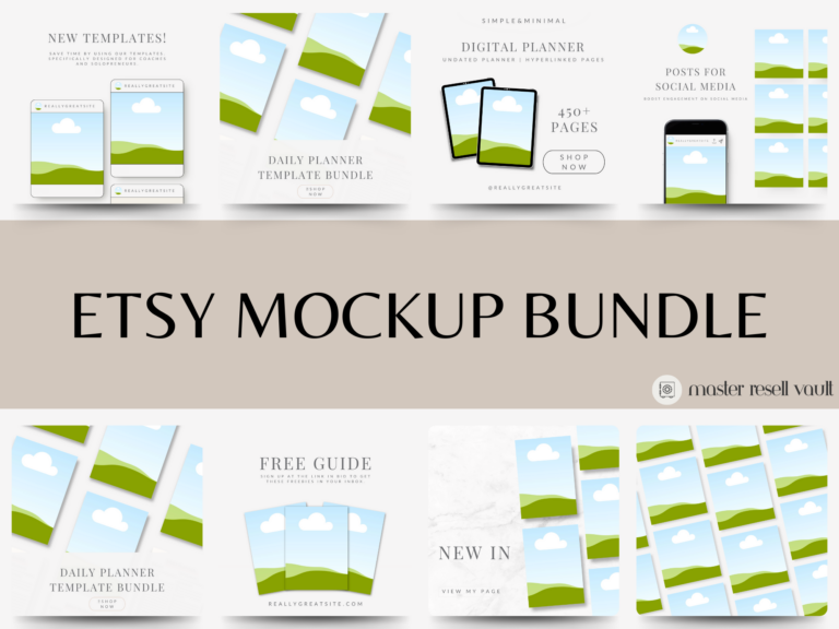 Modern Etsy Mockup Listings Canva Templates with PLR – Editable Designs for Digital and Printable Products