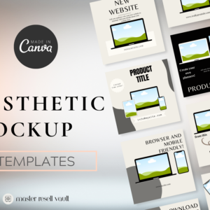 Editable Aesthetic Digital Mockups Canva Templates – Stylish Device Mockups with PLR