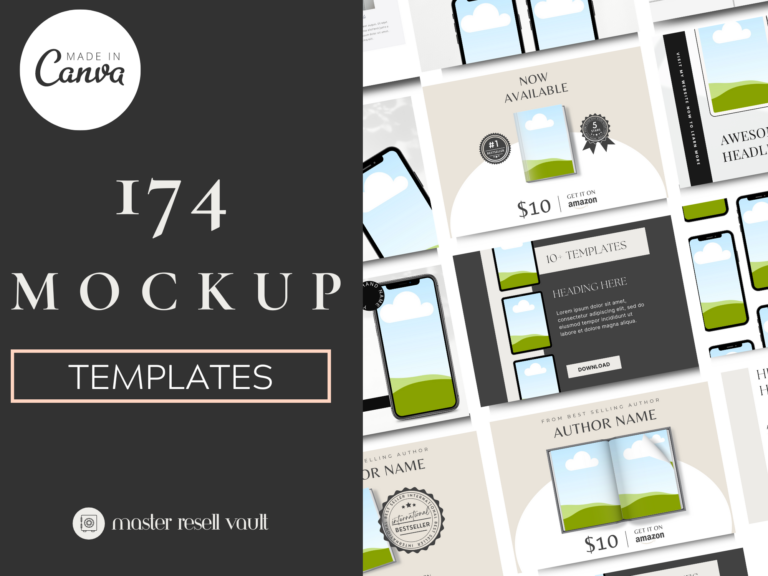 Editable Aesthetic Digital Mockups Canva Templates – 174 Designs with PLR