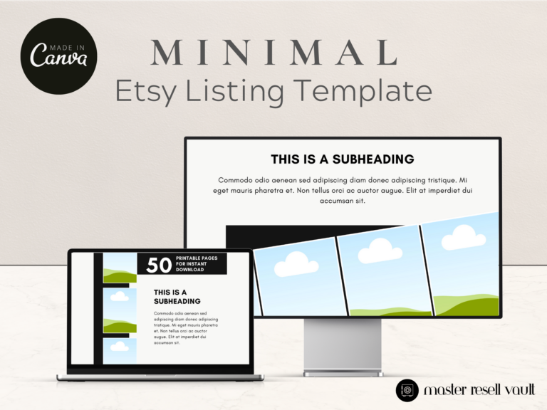 Minimal Etsy Listing Canva Templates with PLR – Editable Mockups for Digital and Printable Products