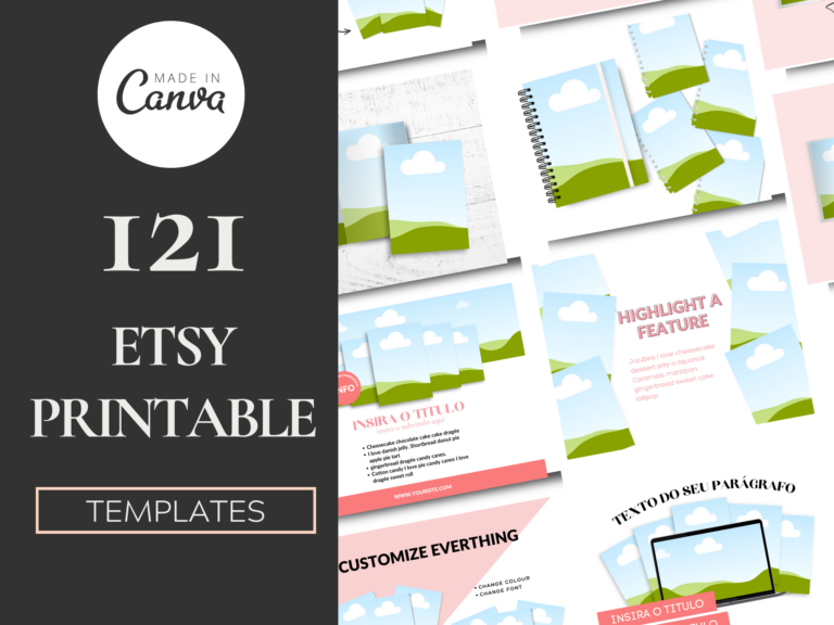 Etsy Printable Shop Canva Templates with PLR – Editable Mockups for Digital and Printable Products
