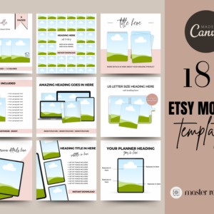187 Etsy Listing Mockup Bundle Canva Templates with PLR – Editable Designs for Digital and Printable Products