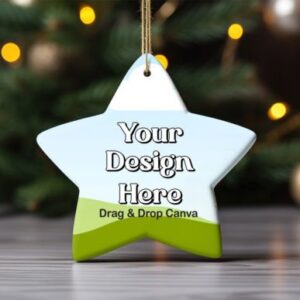 Star Christmas Ornament Mockup Canva Template with PLR – Editable for Festive Designs
