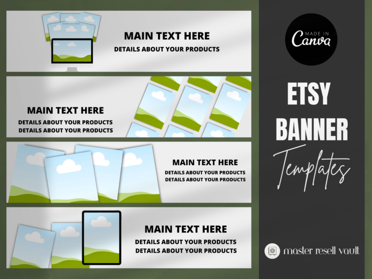 Etsy Banner Canva Templates with PLR – Editable Designs for Store Branding