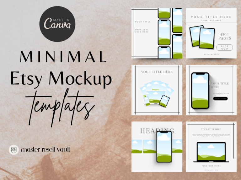 Minimalist Etsy Listings Canva Templates with PLR – Editable Designs for Store Branding