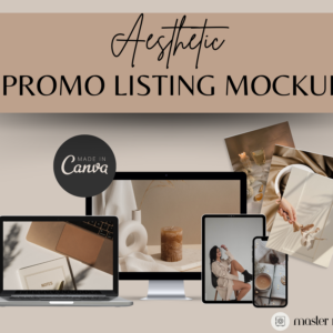 Aesthetic Promo Listing Mockup Canva Templates with PLR – Editable Designs for Digital and Printable Products