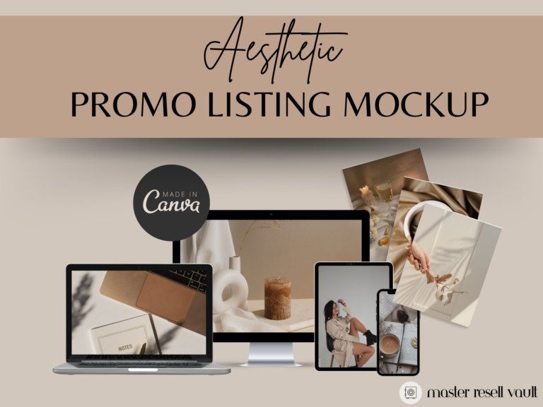Aesthetic Promo Listing Mockup Canva Templates with PLR – Editable Designs for Digital and Printable Products