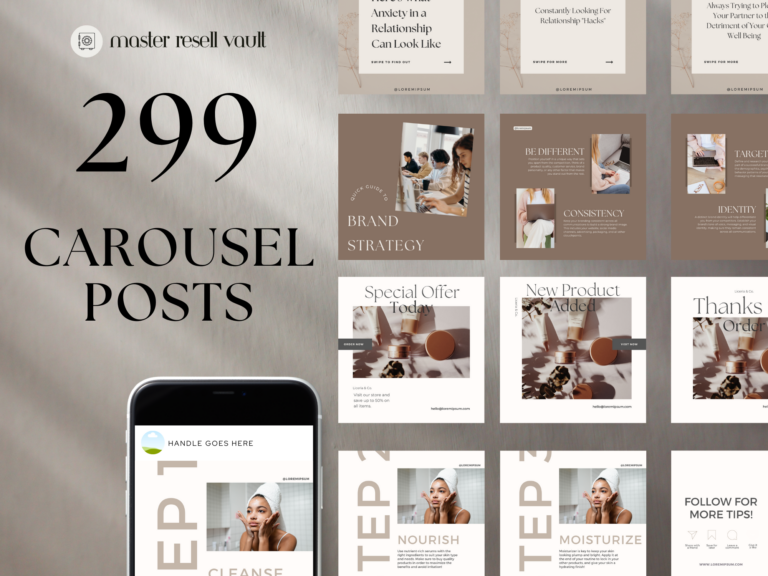 299 Carousel Posts – Editable Canva Templates with PLR Rights