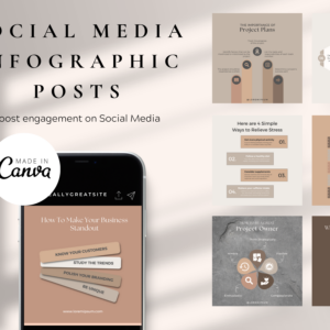 100 Infographic Posts – Editable Canva Templates with PLR Rights