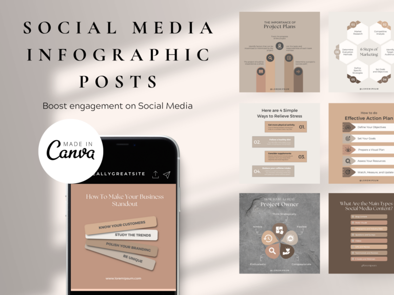 100 Infographic Posts – Editable Canva Templates with PLR Rights