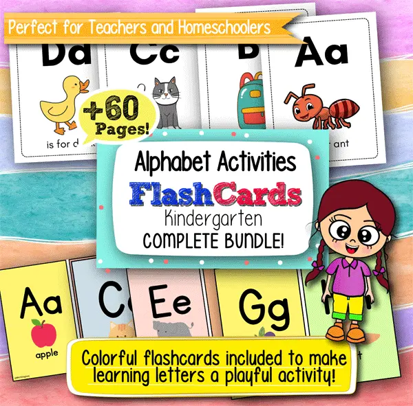 Alphabet Activities Flash Cards for Kindergarten – Printable PDF Phonics Flashcards for Early Learners