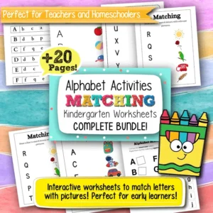 Alphabet Activities Matching Kindergarten Worksheets – Printable PDF for Letter Recognition