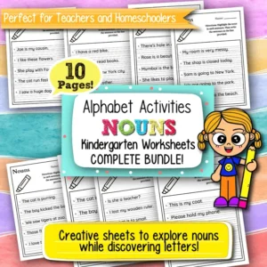 Alphabet Activities Nouns Kindergarten Worksheets – 10 Printable Pages for Early Grammar Skills