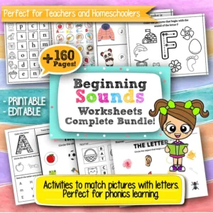 Beginning Sounds Kindergarten Worksheets – 160+ Pages of Fun and Interactive Phonics Activities for Early Learners