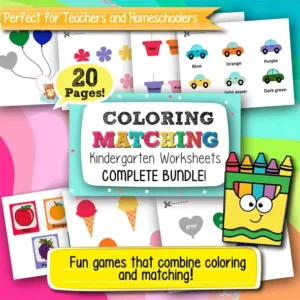 Coloring Matching Kindergarten Worksheets – Printable PDF for Early Learners