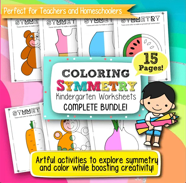Coloring Symmetry Kindergarten Worksheets – 15 Printable Pages for Early Learners