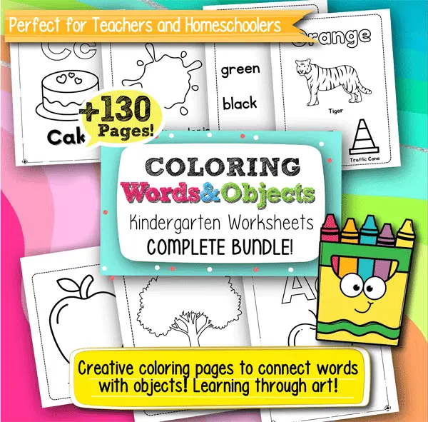 Coloring Words and Objects Kindergarten Worksheets – 130+ Printable Pages for Early Learning Fun