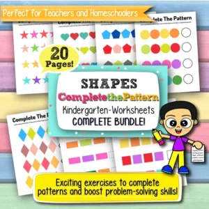 Complete the Pattern Shapes Worksheets for Kindergarten – 20 Printable Pages for Early Math Learning and Logical Thinking