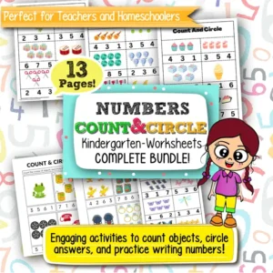 Count and Circle Kindergarten Numbers Worksheets – 13 Printable Pages for Early Math Learning