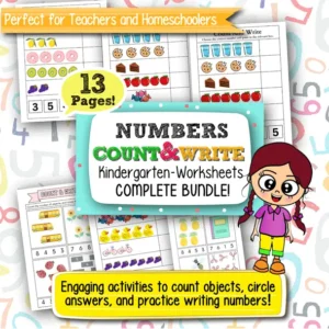 Count and Write Kindergarten Numbers Worksheets – 13 Printable Pages for Early Math Learning