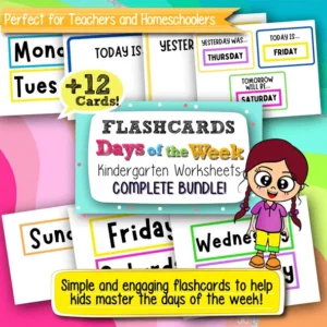 Days of the Week Flashcards for Kindergarten – 12+ Printable Cards for Early Learning and Calendar Skills