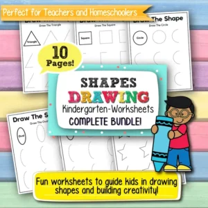 Drawing Shapes Worksheets for Kindergarten – 10 Printable Pages for Early Math Learning and Fine Motor Skills Development