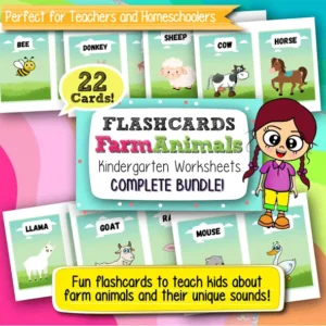 Farm Animals Flashcards for Kindergarten – 22 Printable Cards for Early Learning and Animal Recognition