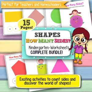 How Many Sides? Shapes Worksheets for Kindergarten – 15 Printable Pages for Early Math Learning and Shape Recognition