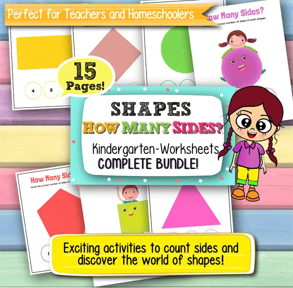 How Many Sides? Shapes Worksheets for Kindergarten – 15 Printable Pages for Early Math Learning and Shape Recognition