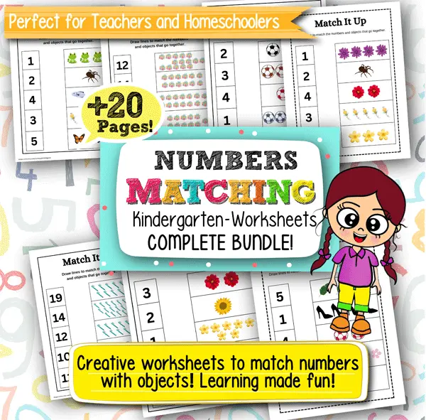 Matching Numbers Worksheets for Kindergarten – 20+ Printable Pages for Early Math Learning and Number Recognition