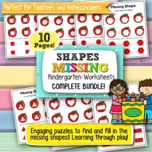 Missing Shape Worksheets for Kindergarten – 10 Printable Pages for Early Math Learning and Shape Recognition