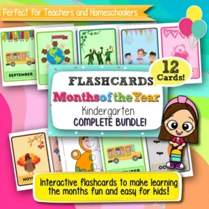 Months of the Year Flashcards for Kindergarten – 12 Printable Cards for Early Learning and Calendar Skills