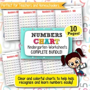 Numbers Chart Worksheets for Kindergarten – 10 Printable Pages for Early Math Learning and Number Recognition
