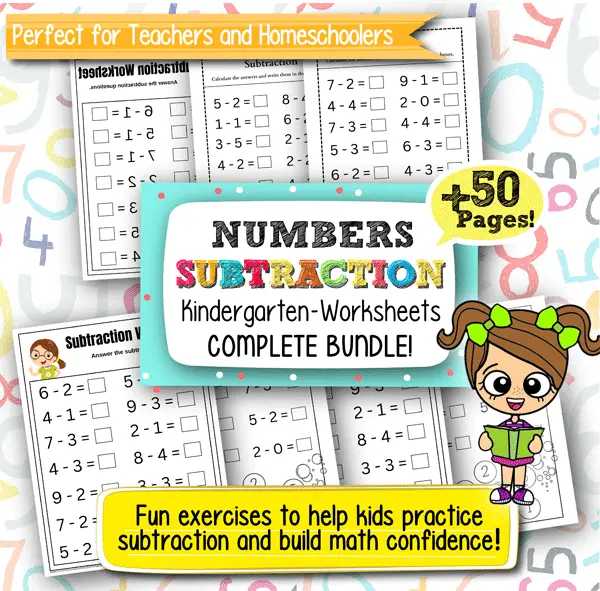 Numbers Subtraction Worksheets for Kindergarten – 50+ Printable Pages for Early Math Learning and Problem-Solving