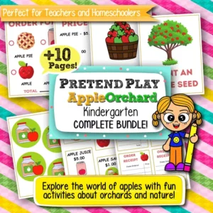 Pretend Play Kindergarten Worksheets – Apple Orchard, 10+ Printable Pages for Early Learning